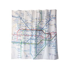 JLIFE Flutter 倫敦地鐵圖浴簾, 1個, 白色