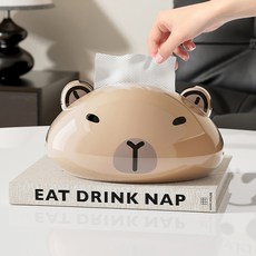 Mirnoa 可愛動物臉造型透明收納盒 面紙盒 MMM3444, 水豚