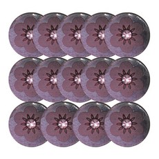 金屬高級水鑽鈕扣 雕刻水鑽點綴 13mm, 酒紅色, 14個