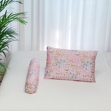 아띠블랑 유아용 인견 베개 + 바디필로우 2종 꿀잠 세트, 핑크레빗