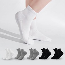 女款加厚毛圈氣墊運動短襪組, 白色 + 灰色 + 黑色