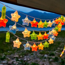 JOELLY 露營情調燈串 40燈 6m 閃爍星星, 混合色, 1個