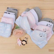 CL STORY 女孩童第3階段無鋼圈小狗胸罩 4入+內褲 4入