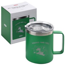 Dailylike My Buddy 不鏽鋼附蓋馬克杯 350ml, 01綠色, 1個