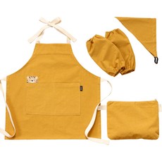 SEMOMS 孩童老虎印花圍裙+頭巾+袖套+收納袋