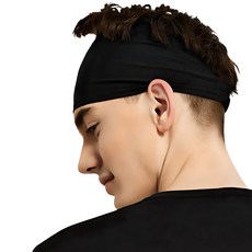 Mongblack 男女通用吸汗機能運動頭帶 ST5, 黑色, 1個