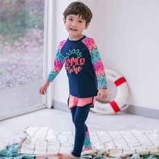 GOING KIDS 童款時尚波紋防曬泳衣+緊身長泳褲+短泳褲組
