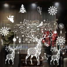 LivingDA 三隻麋鹿聖誕窗貼組 隨機出貨, 單一顏色