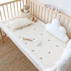 헬로미니미 신생아 누빔 침대패드, 사슴 자수, 1개