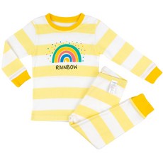 Maykids 童款印花30支彈力棉2件式長袖套裝 清新彩虹款