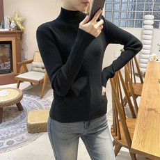 디어로라 여성용 소프트터치 골지 반목 폴라 니트