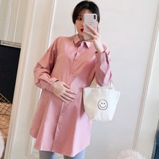 孕婦哺乳排扣長袖襯衫