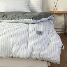 EBLANK 韓國製造 Chaplin 60支純棉鋪棉被 混搭款, 炭灰色 + 灰色