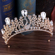 自助婚紗巴洛克風髮飾天鵝皇冠 eew111, 1個, 金色