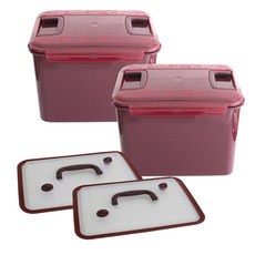 Yuns Home雙把手泡菜桶 酒紅色 15L 2個+壓蓋 2個, 1組