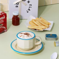 라운드앤플랫 라이크 레트로 커피잔 세트, 버터블루, 1세트