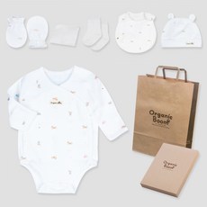 Organic Boom 新生兒馬年按扣式連身衣 + 帽子 + 圍兜 + 防抓手套 + 襪子 + 手帕 + 提袋 + 禮盒組