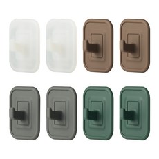 FLaiTO 矽膠簡約吸附式多功能掛鉤 4款 x 2p 組, 獵人綠, 灰色, 磚紅色, 半透明, 1套