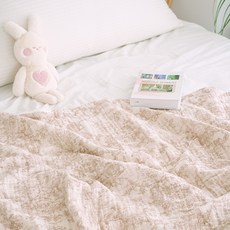 EmonG 嬰幼兒用 Toile de Jouy 法式印花毛絨雙面毯, 棕色