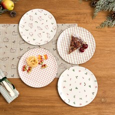 Modern House L 竹纖維聖誕圖案圓盤組, 1套, 混合色, 盤子 4入