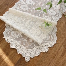 AND COTTON 安吉麗娜絲帶賽跑者, 白色的, 座位 6 (39 x 220 厘米)