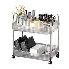 小麥購物 浴室移動落地式置物推車 二層款 L911, 1個, 透明色