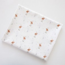 COTTONVILL 大韓紡織 有機棉30支 平織 兔子與月亮 4碼 布料, 象牙白, 1個