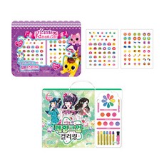 化妝著色派對遊戲書+小貓咪美妝貼紙套裝, Jiwonbook