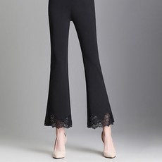 MarketA 女士大尺碼花朵蕾絲喇叭西裝褲