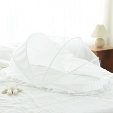 GGUMBI 遮陽一觸式移動式折疊嬰兒蚊帳, 白色