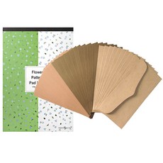 花卉圖案墊襯紙+牛皮紙色零用錢信封30p套裝, 隨機發貨, 1套