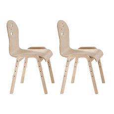 孩童木質可調高度式椅子 2入, 木棕色