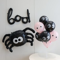 P&B UNITY 萬聖節 BOO 氣球組, 1套, 15粉色大眼蜘蛛