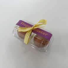 Tina Picnic 復活節透明2入雞蛋包裝 格紋緞帶 + 貼紙套組, 20套, 黃色(緞帶), 紫色(貼紙)