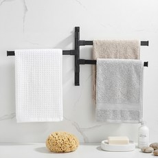 Souplace 免鑽孔簡約旋轉式3層毛巾架 S261-0409B3, 黑色, 1個