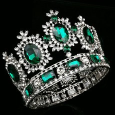 花朵鑽石皇冠 WC836, 銀綠色, 1個