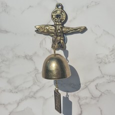 INTODECO 神聖意義 明太魚避邪銅錢黃銅門鈴, 黃銅色