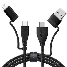 VICXXO USB PD Type-C TO C iPhone Lightning 8-pin 4合1 60W 多功能高速充電線 K4, 黑色, 1.2m, 1個
