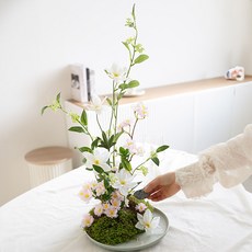 flowertree 人造櫻花 白色水盤, 1個, 混色