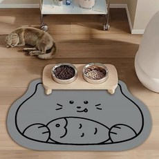 올리웰 반려동물 고양이 식기매트 40 x 60 cm, 다크 그레이, 1개