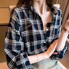 MarketA 女性基本款格紋襯衫