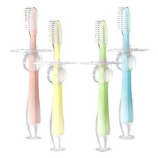 Kallipet寵物矽膠牙刷 4種組, 綠色、黃色、藍色、粉色, 1套