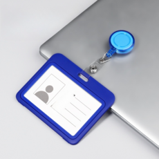 굄스 易拉扣姓名牌 名牌 10.2 x 8 cm, 2個, 藍色橫式