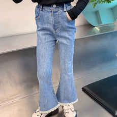 EYOUMONG 兒童靴型牛仔蕾絲長褲 E6S330