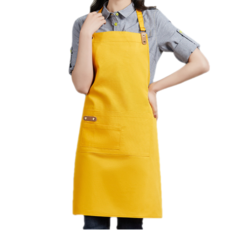 ALLHI 咖啡師咖啡廳口袋收納丹寧圍裙 65 x 78 cm, 黃色, 1個