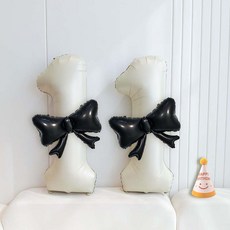 피앤비유니티 리본풍선 숫자11 + 모자 세트, 크림앤블랙11, 1세트