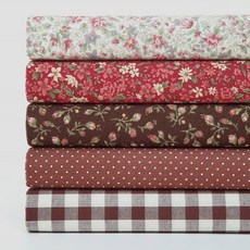 Shu Shu Room 花朵格紋布料 5件套組 SH-134, 混合色, 1個