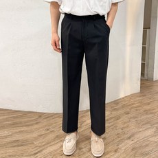 24ROAD 男性Tencel D半寬鬆緊腰帶九分西裝褲