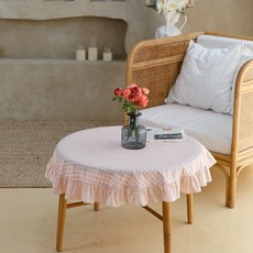 까사스토리 베이직 체크 원 테이블 커버, 핑크, 1개, 2인(지름 100cm)