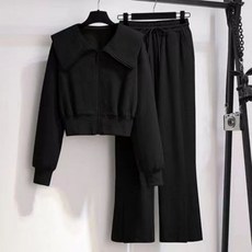 I'M MONG 女款Glimmy翻領拉鍊靴型褲運動套裝